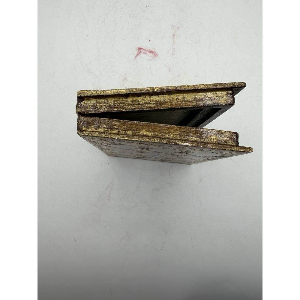 Vintage Folding Wooden House Blessing Prayer Plaque Gold Gilt Book Style - Picture 4 of 6